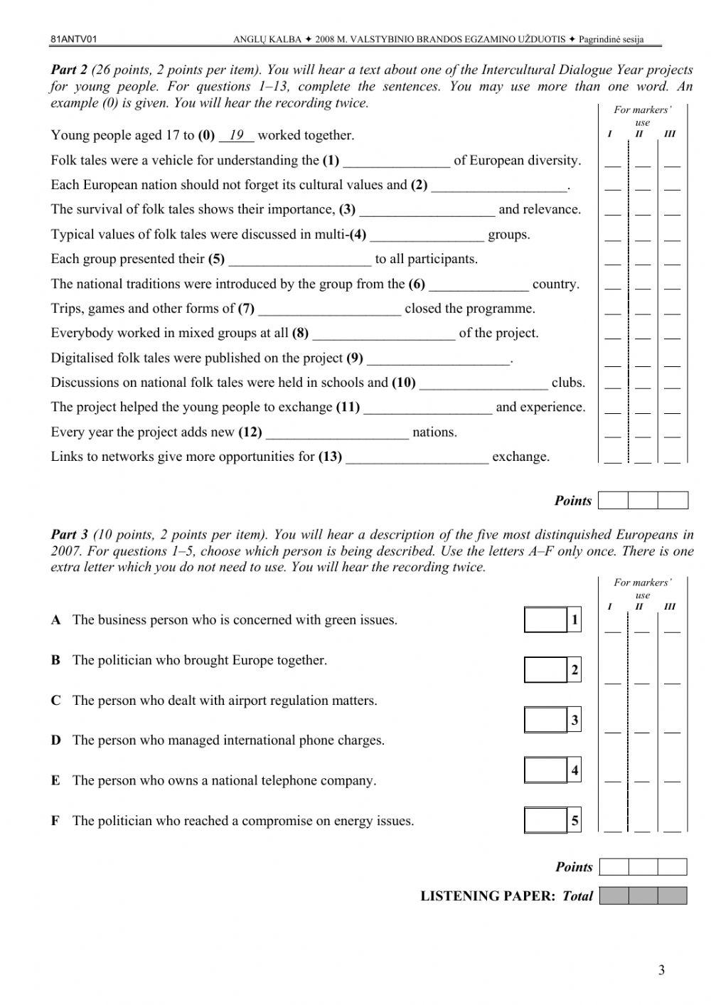 Listening and reading