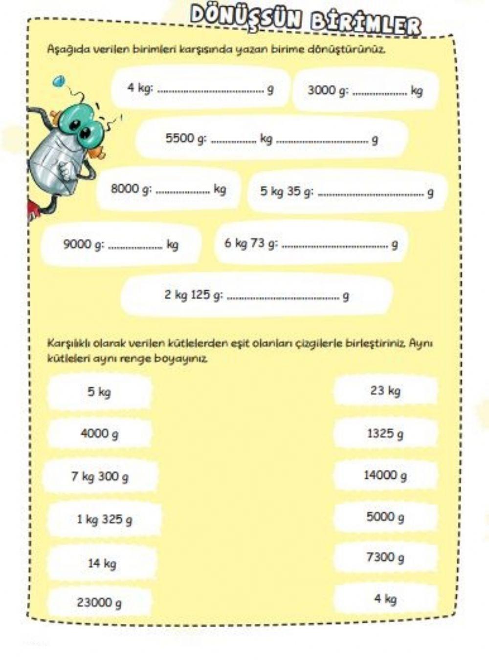 Kütle Ölçüleri Çevirme