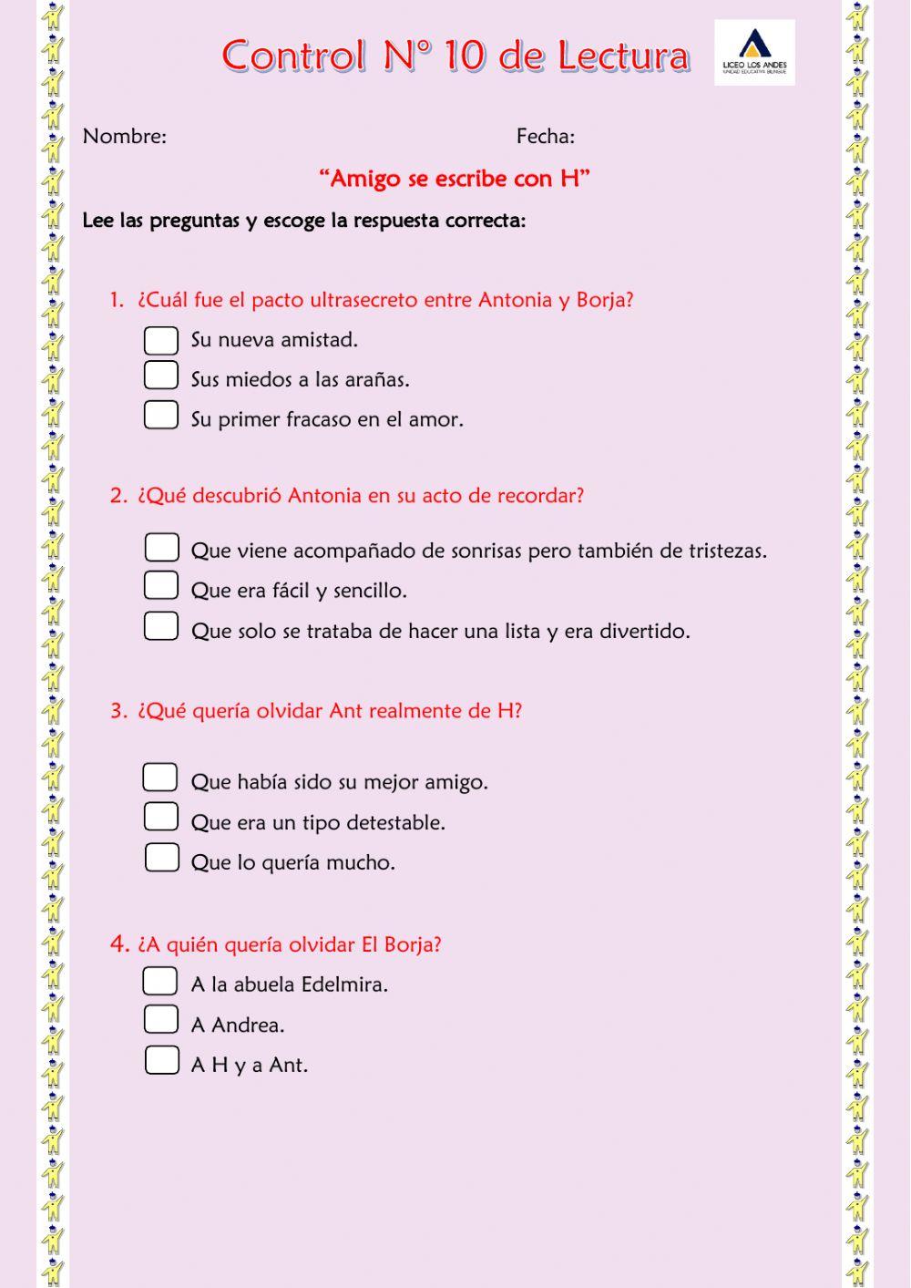Control de Lectura -10 Amigo se escribe con H