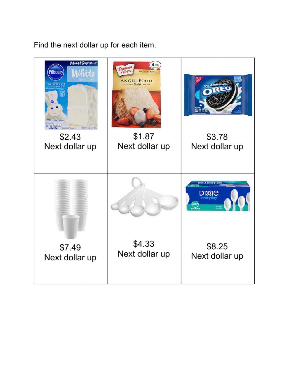 Next Dollar Up interactive worksheet | Live Worksheets