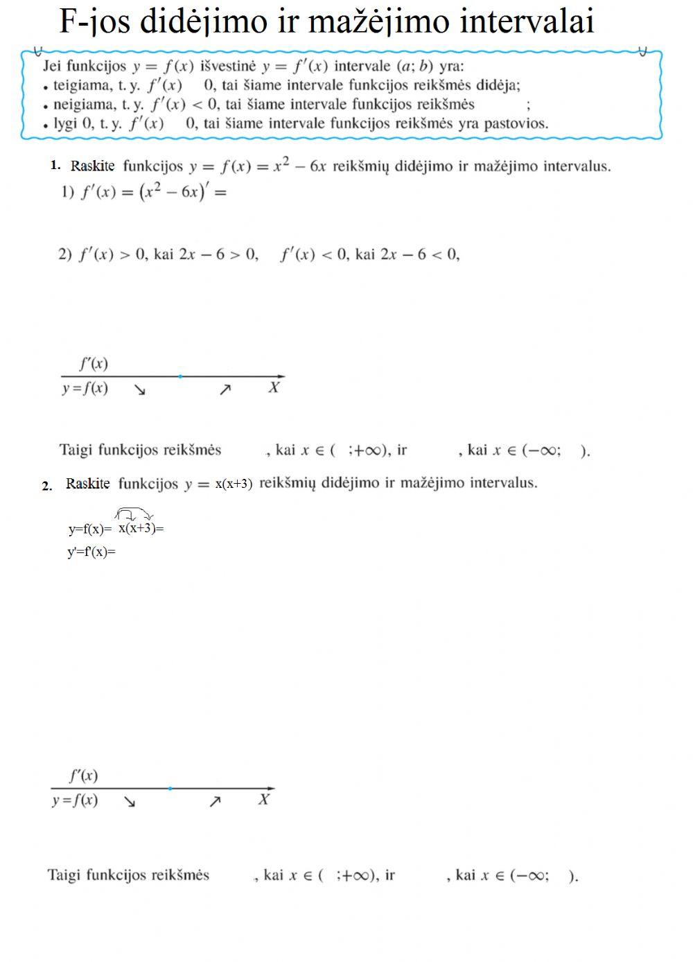 Funkcijos didėjimas ir mažėjimas