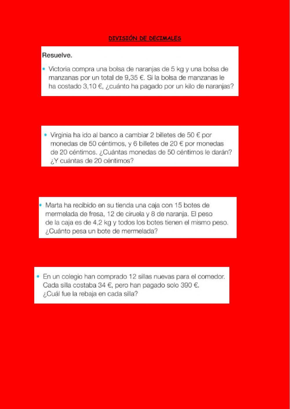 Problemas con decimales