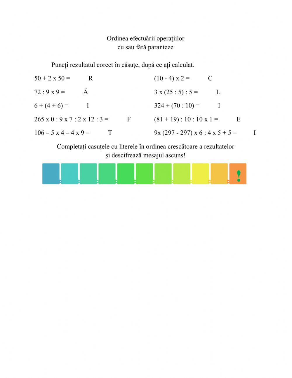 Ordinea operațiilor
