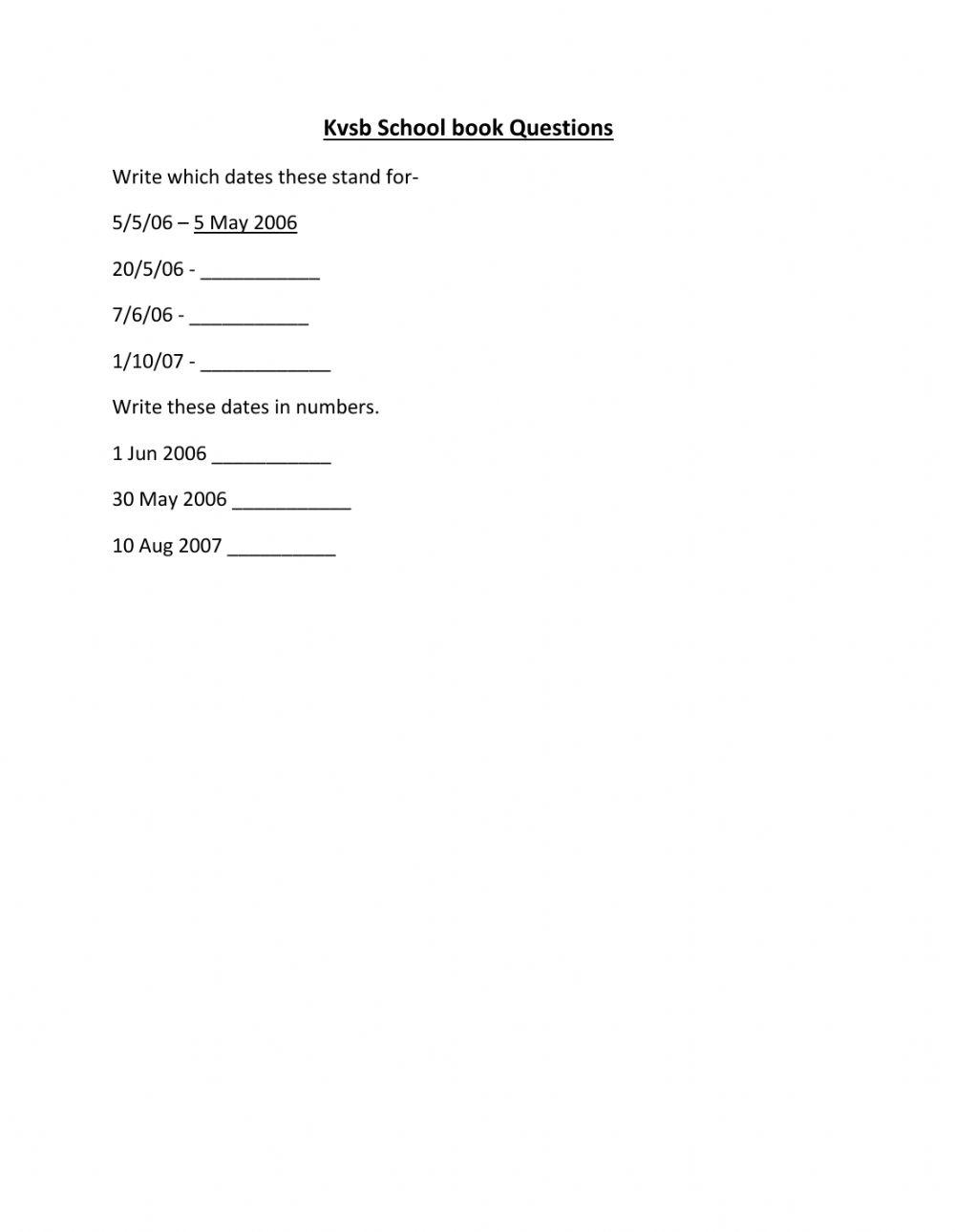 Maths KVSB worksheet by KVSB student 10 year boy