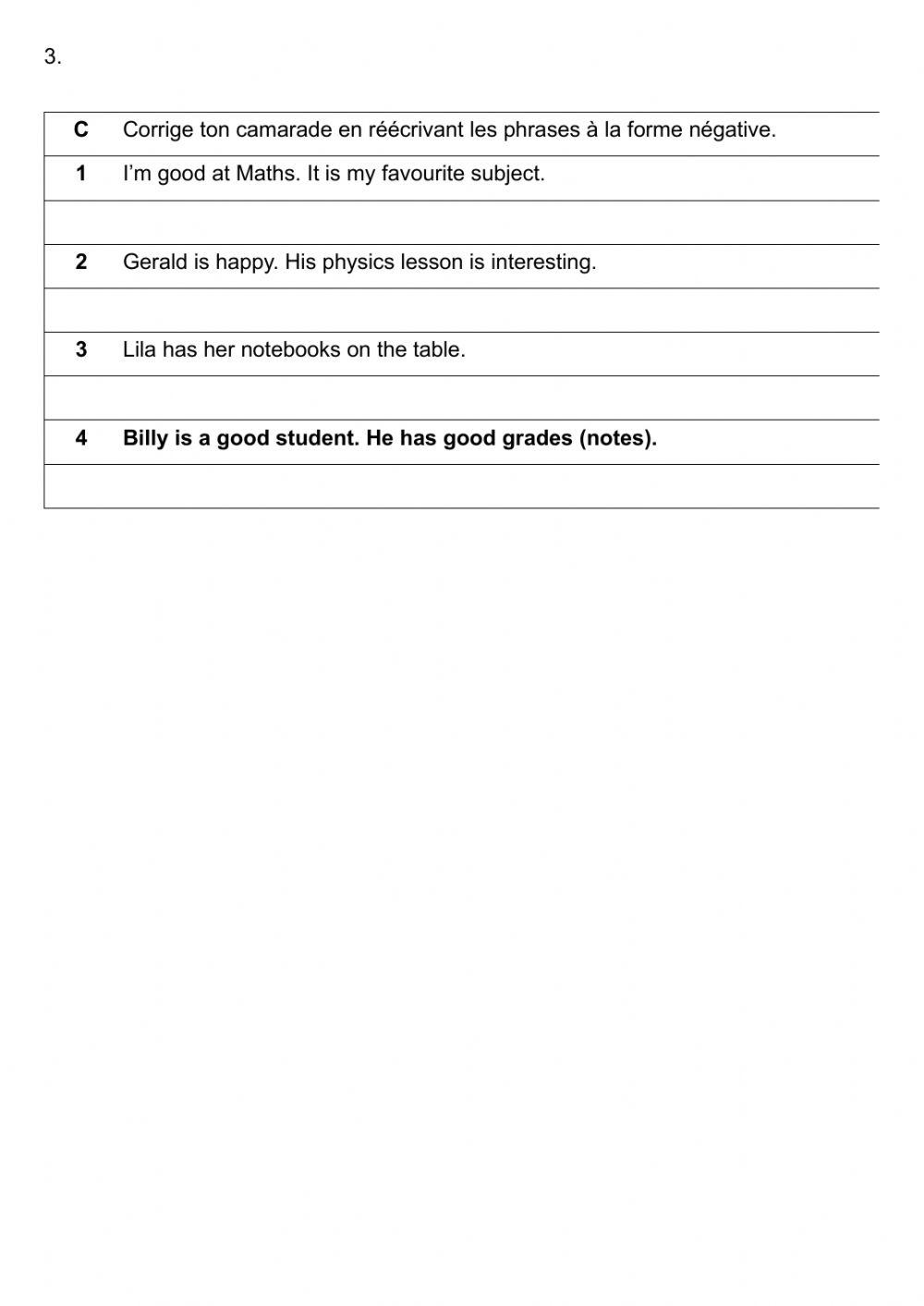 5ème Project 1 grammar worksheet