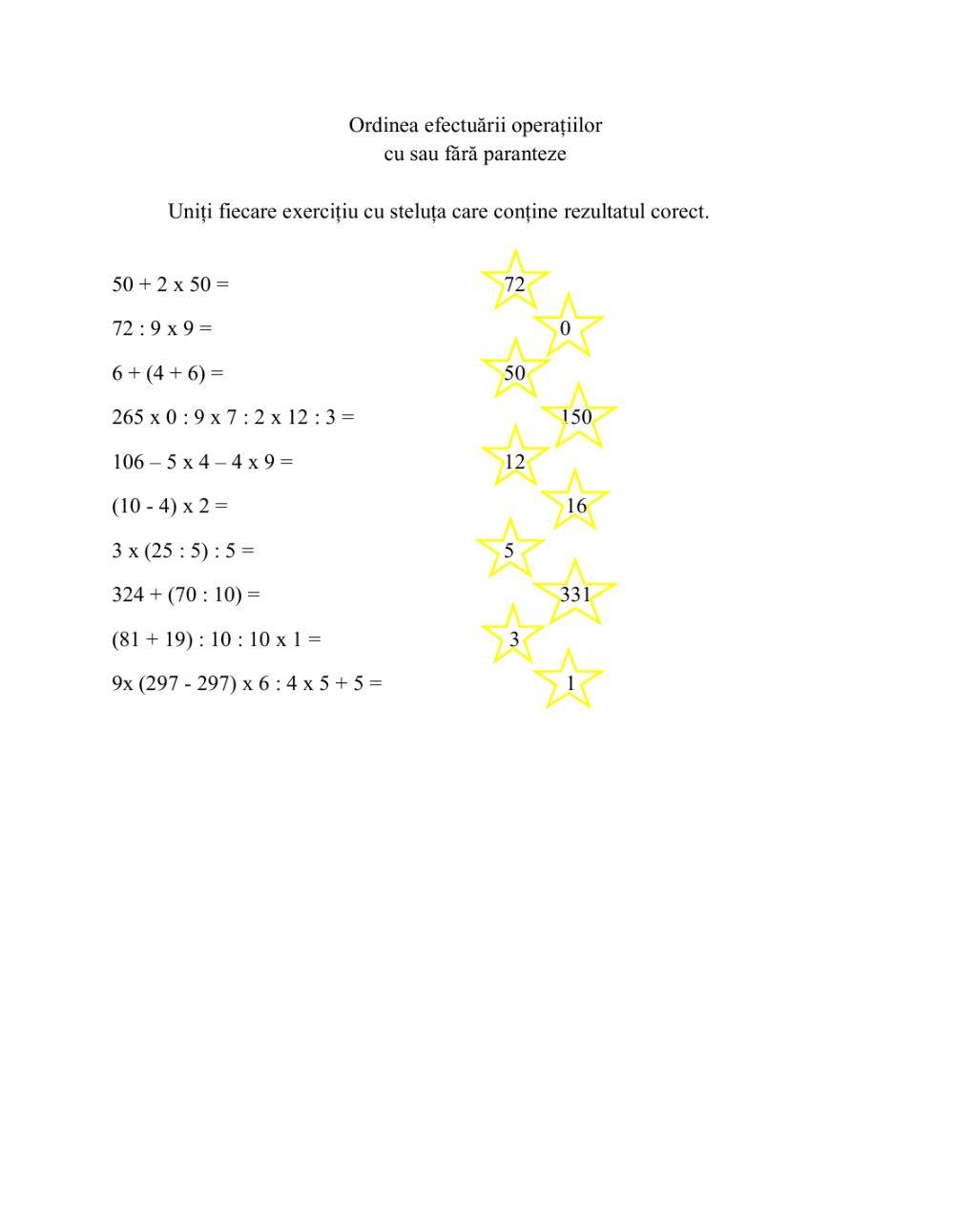 Ordinea operațiilor