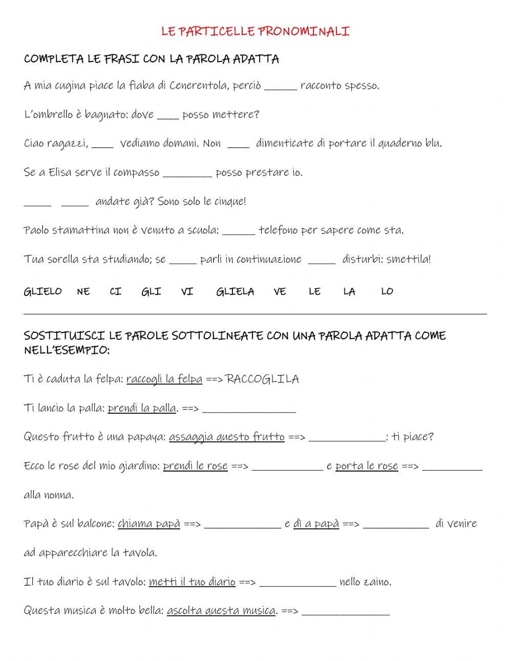 Le particelle pronominali worksheet Live Worksheets Le particelle pronominali worksheet Live Worksheets