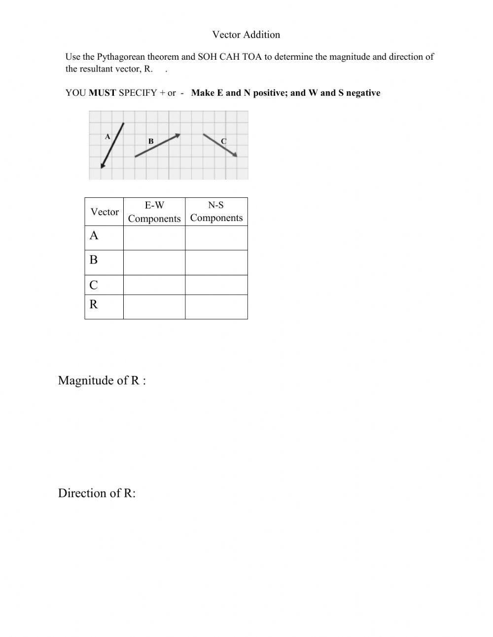 Vector Addition Quiz