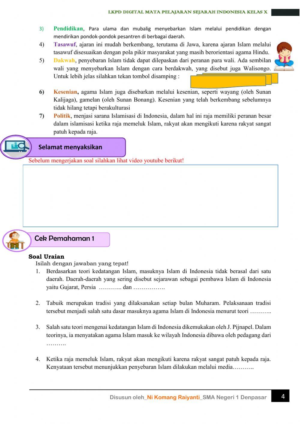 LKPD Digital Sejarah Indonesia-Kelas X-Kedatangan Islam di Indonesia