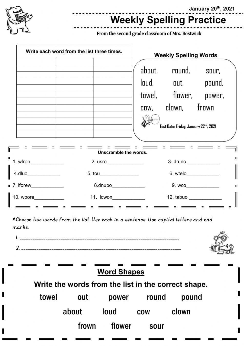 Words with Ou and Ow