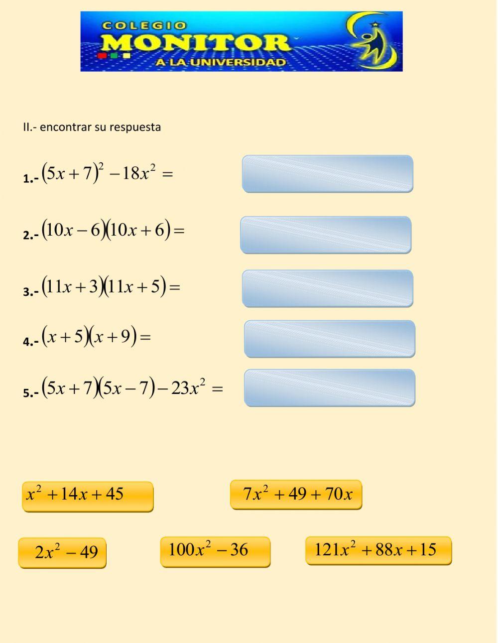 Productos notables II