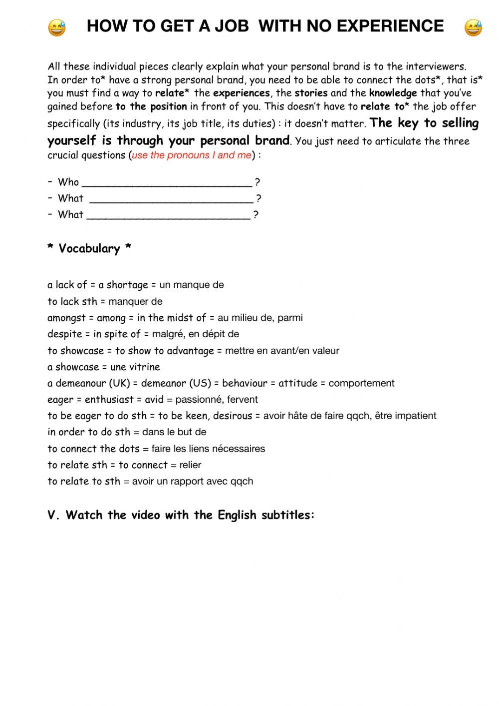 How to get a job with no job experience