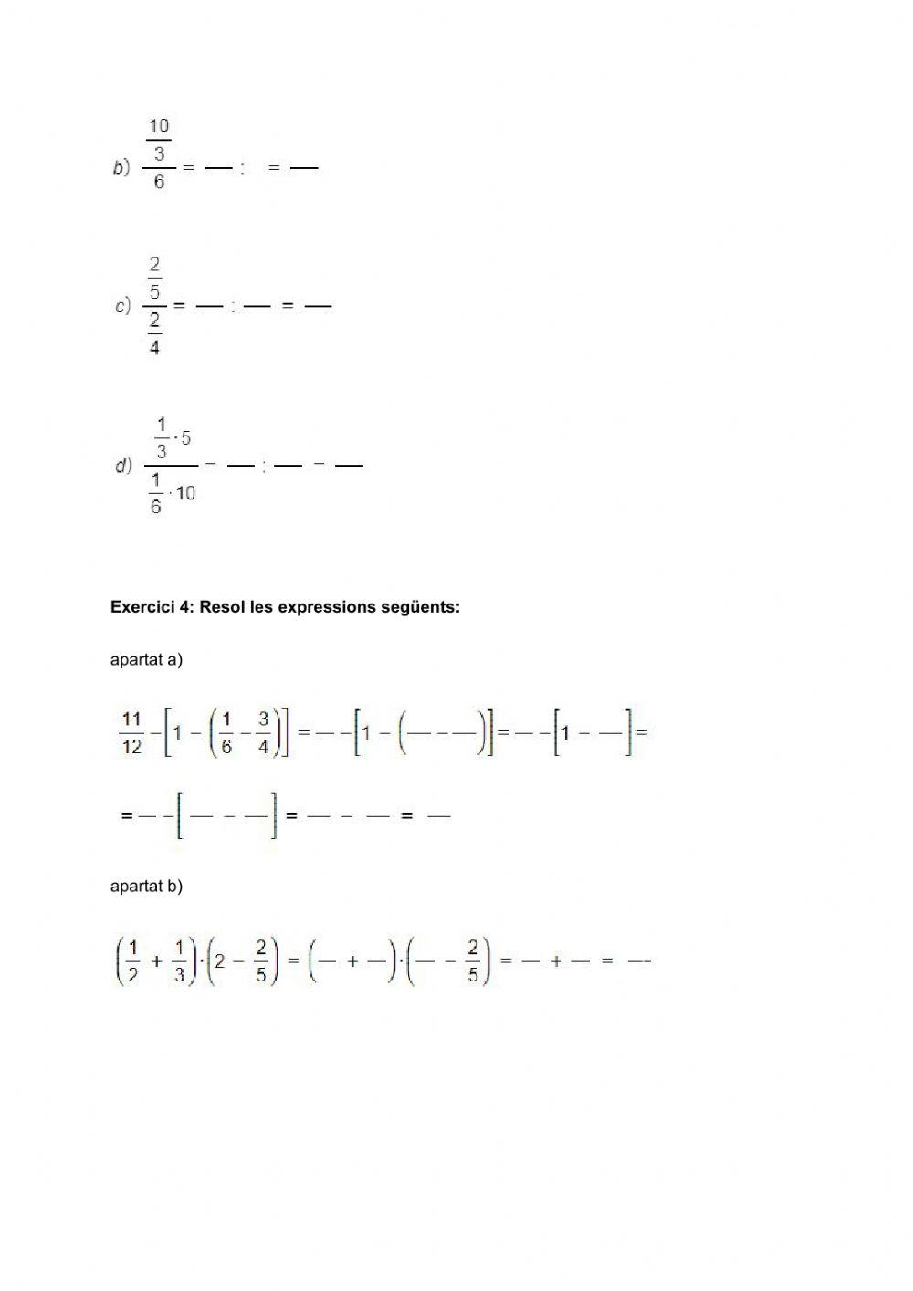 Autoavaluació operacions amb fraccions