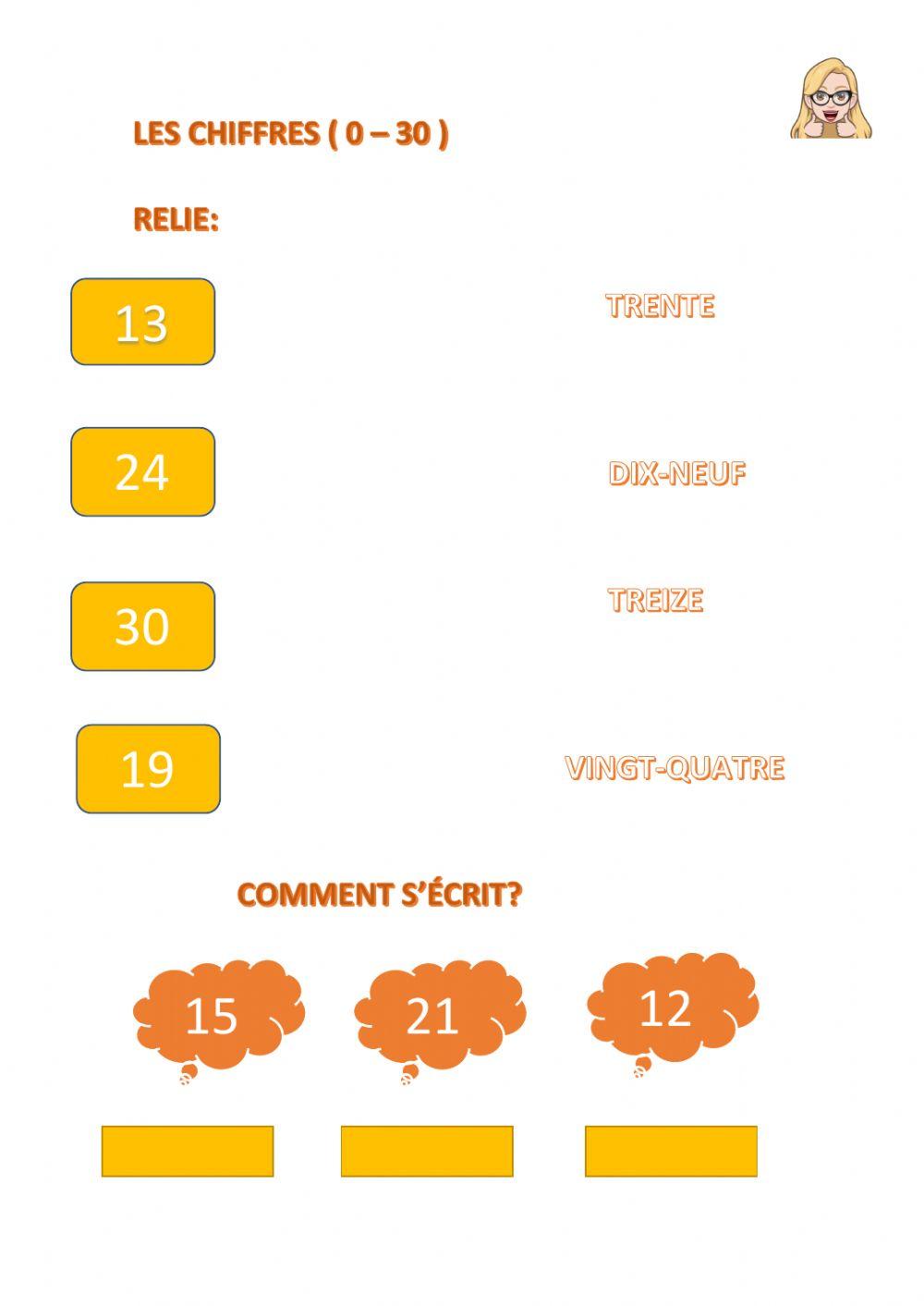 Les chiffres (0-30)