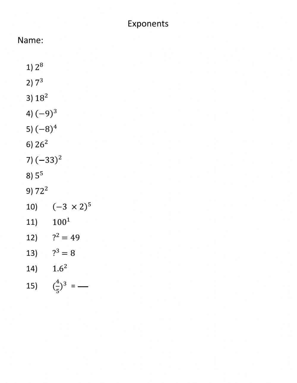 Exponents Exponents