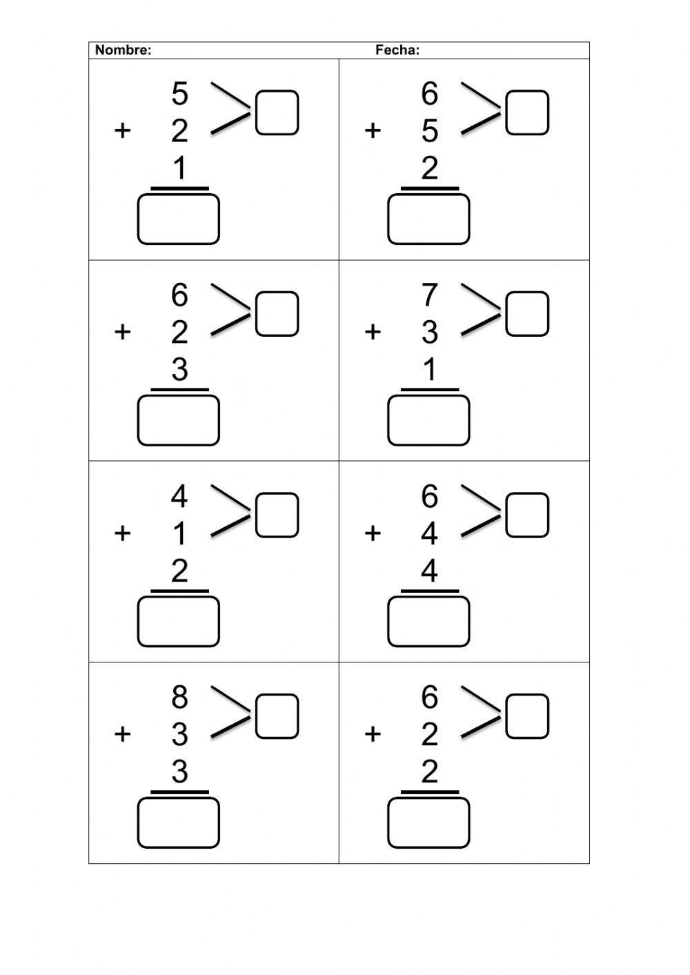 Sumas de tres sumandos