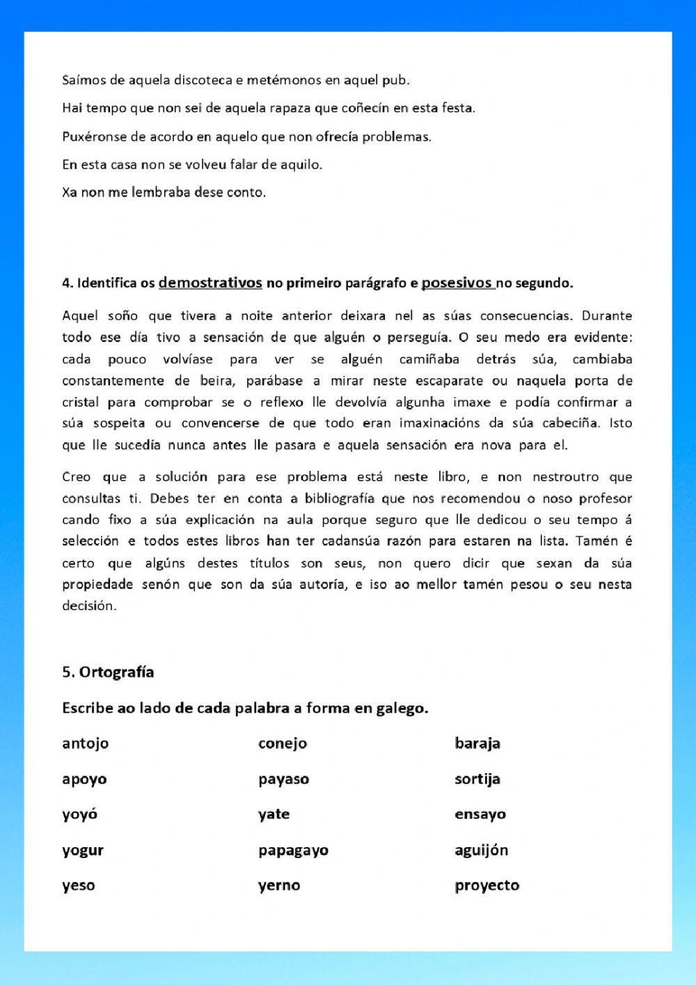 demostrativos e posesivos