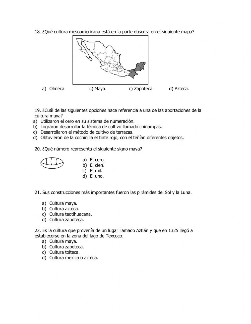 Examen bimestral de Historia.
