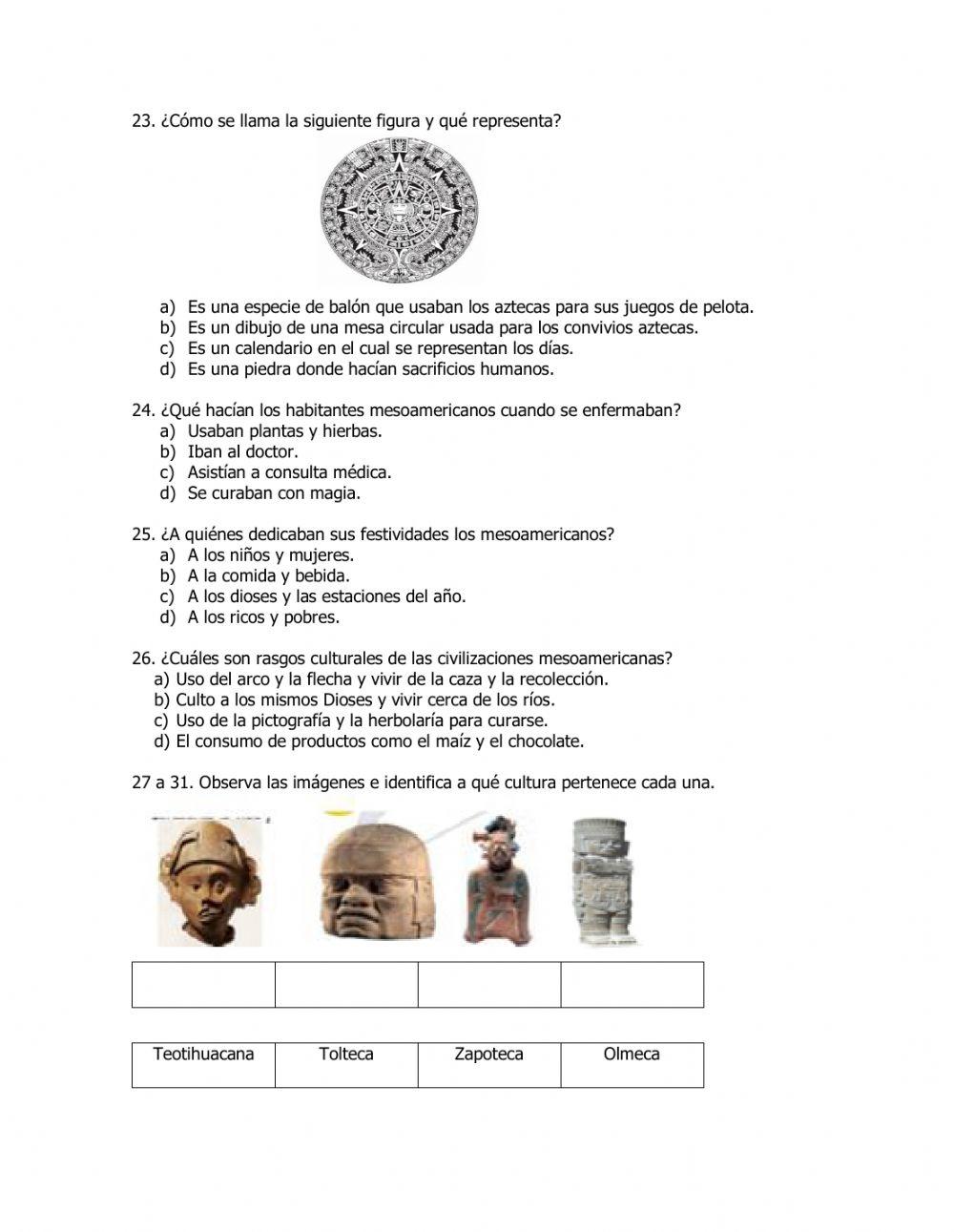 Examen bimestral de Historia.