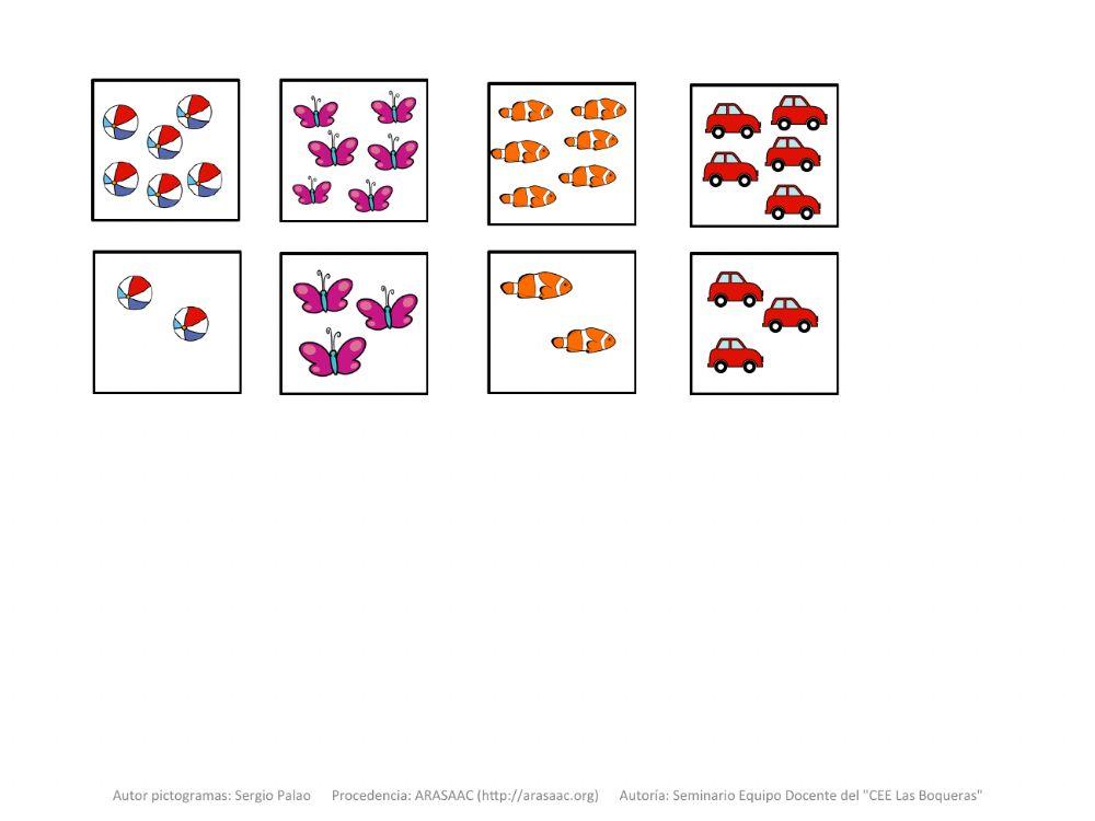 Material Teacch concepto muchos-pocos iii