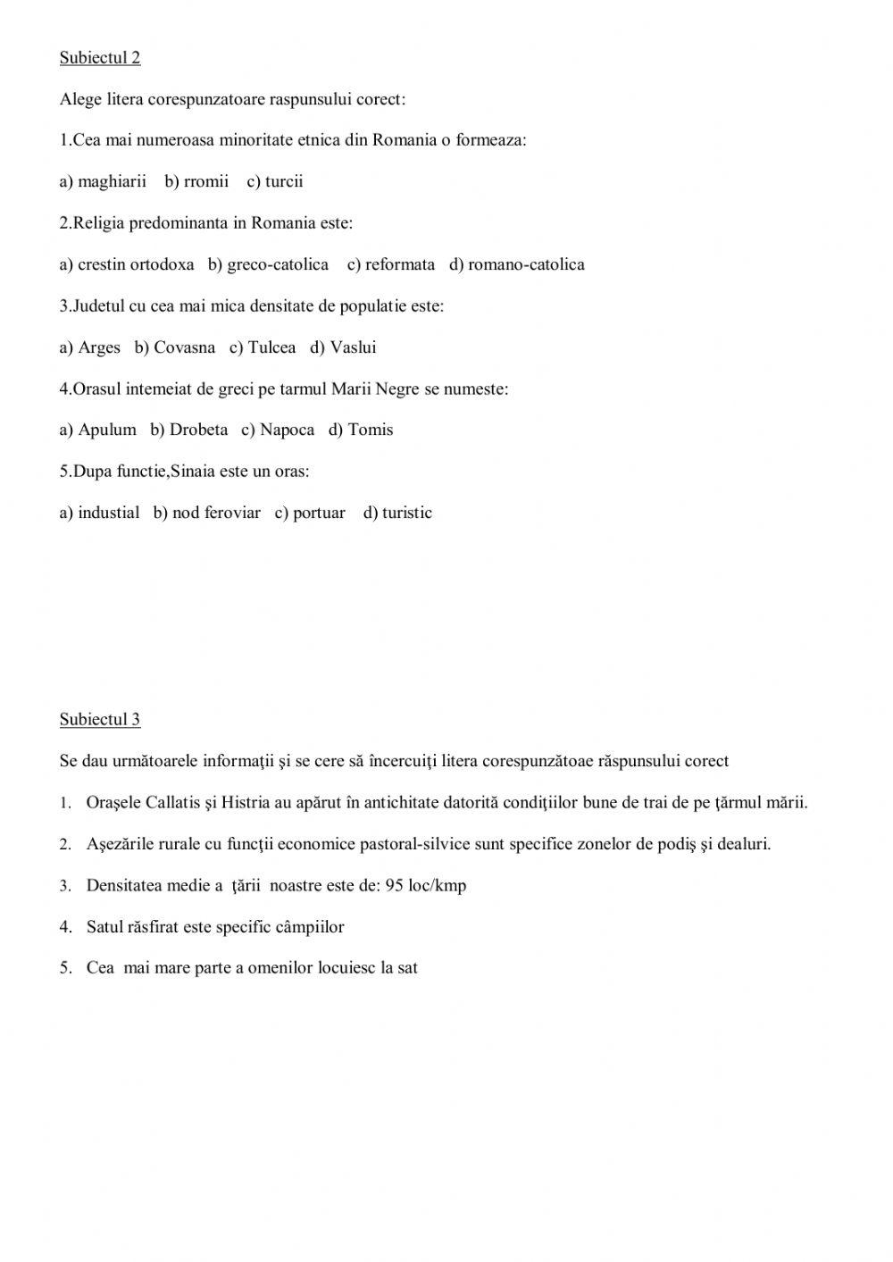 Romania-populatia si asezarile