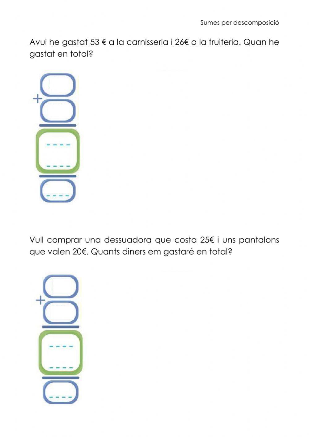Problemes suma descomposició