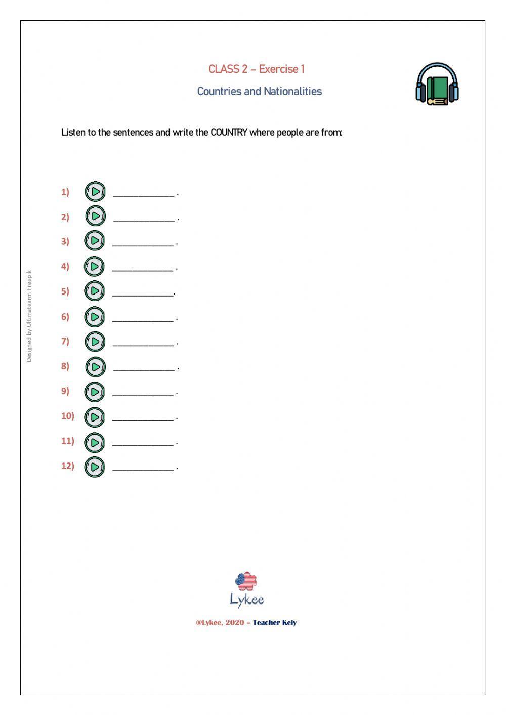 Countries and nationalities - Listening