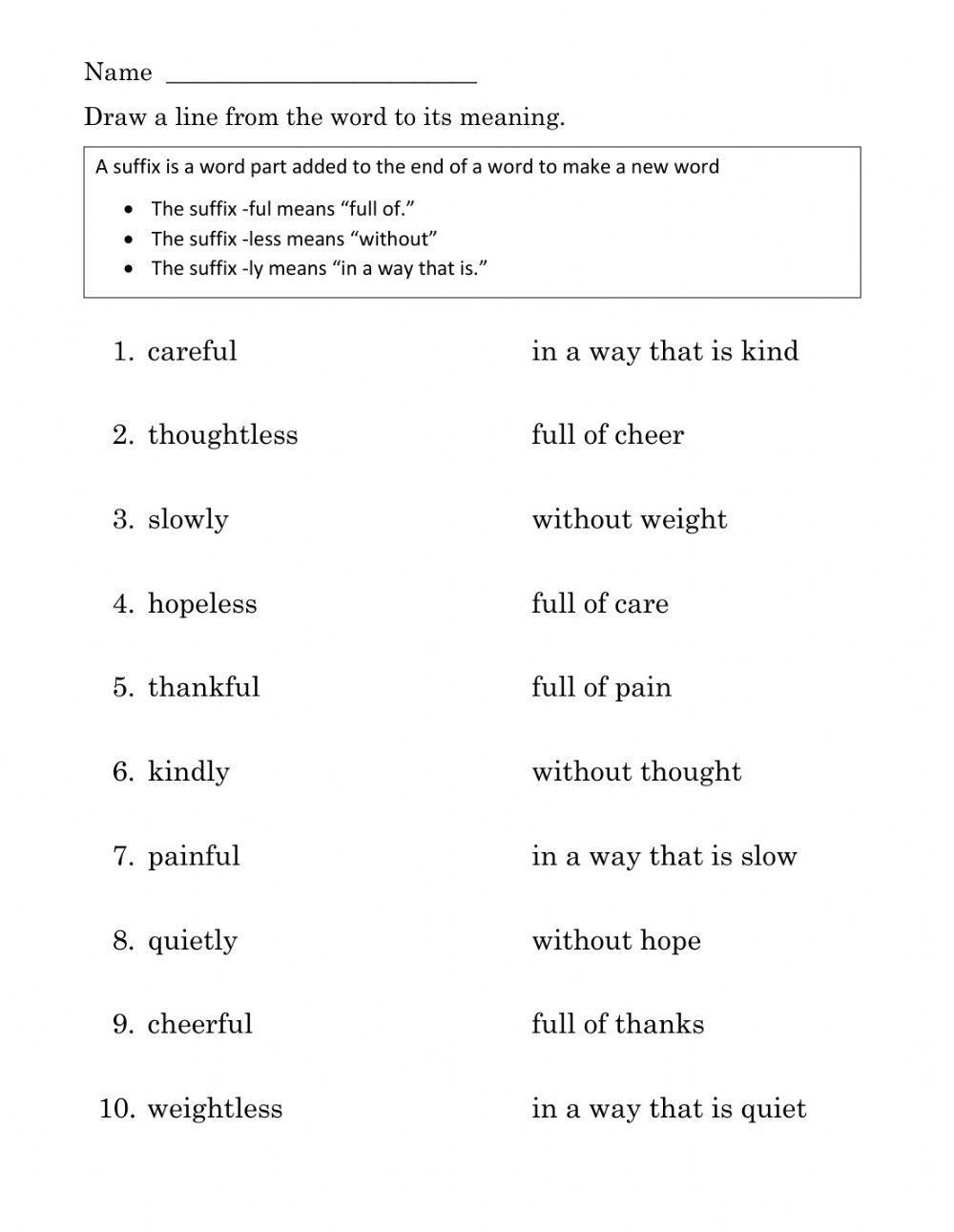 Suffixes and Definitions