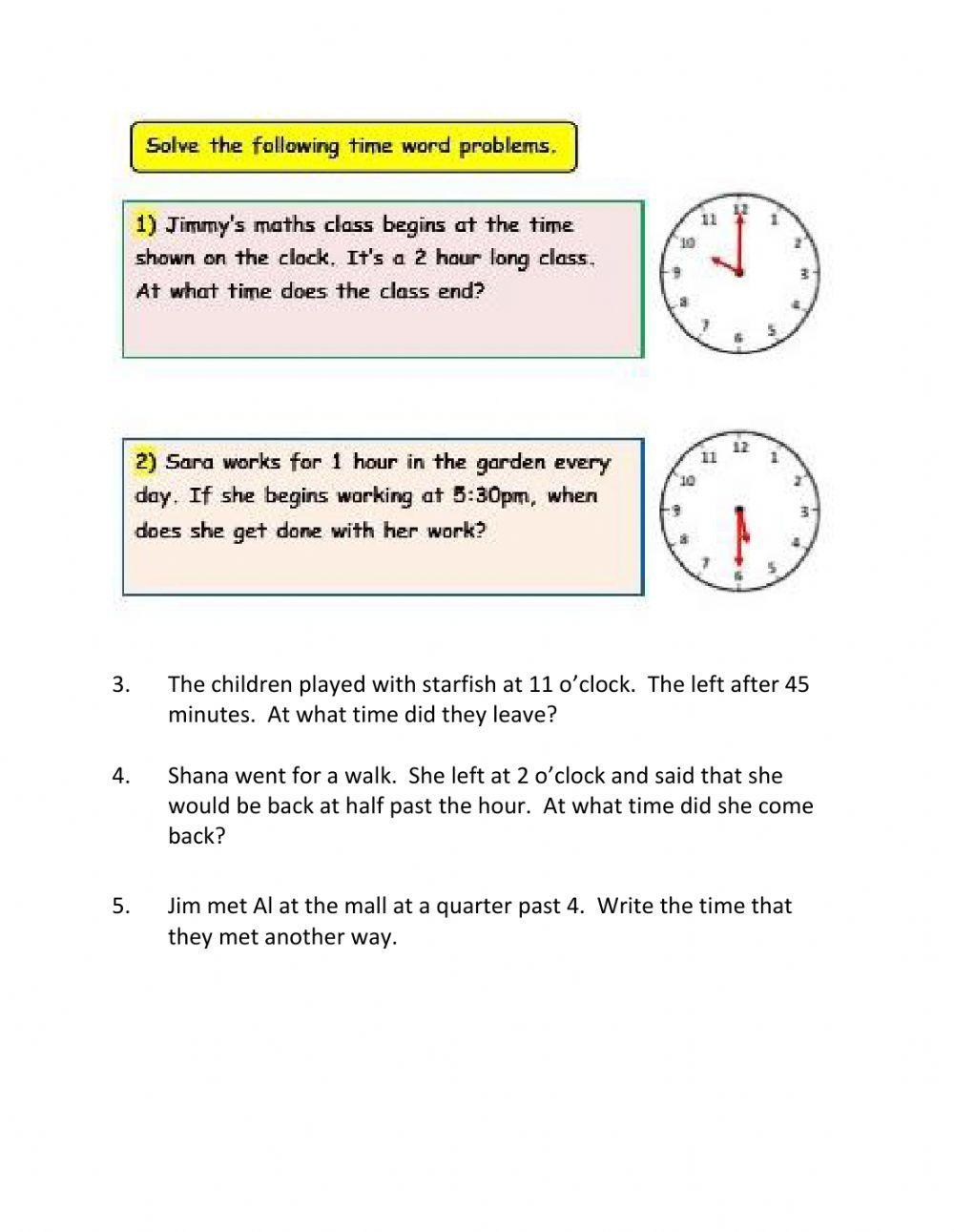 Time Word Problems