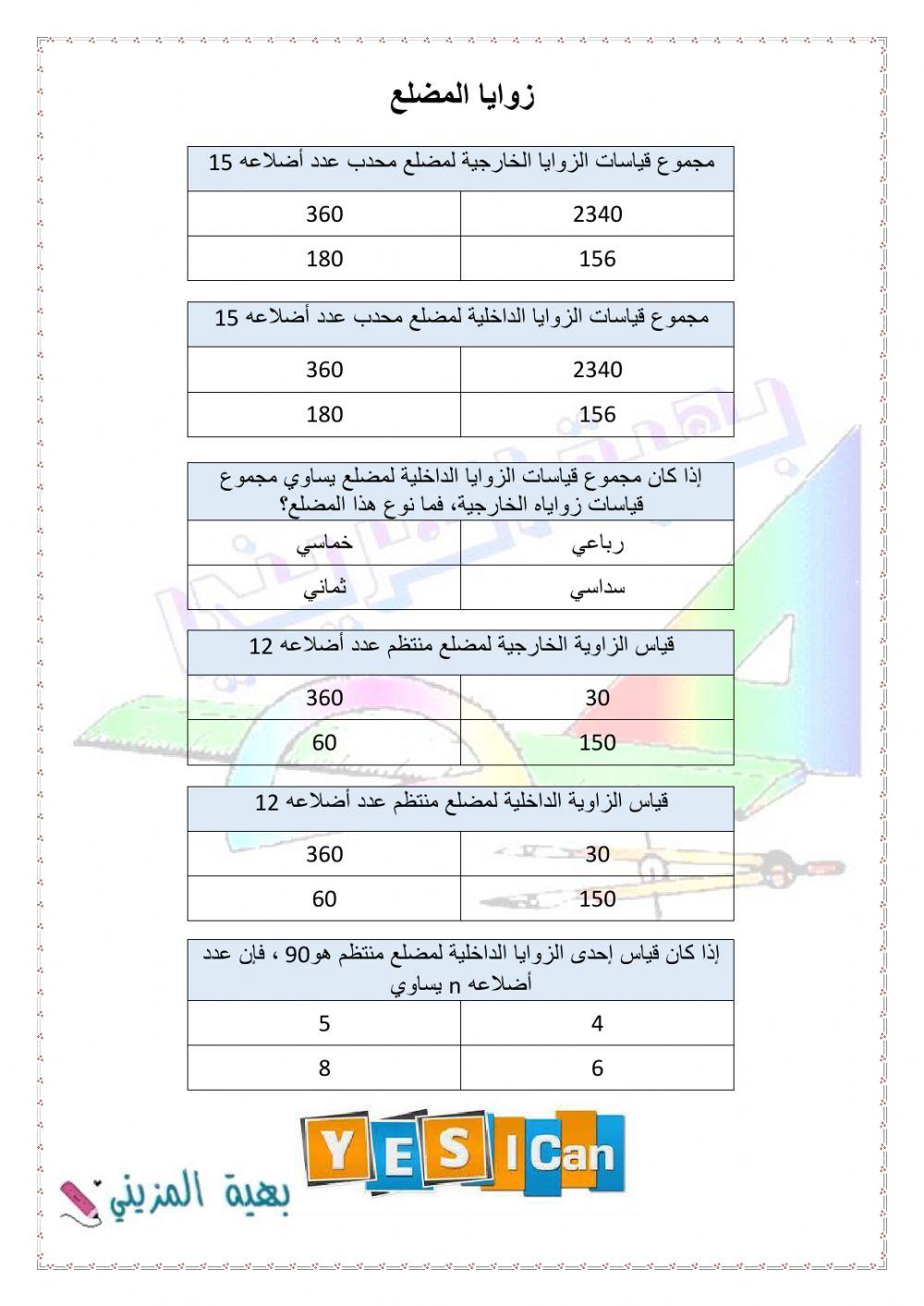 زوايا المضلع