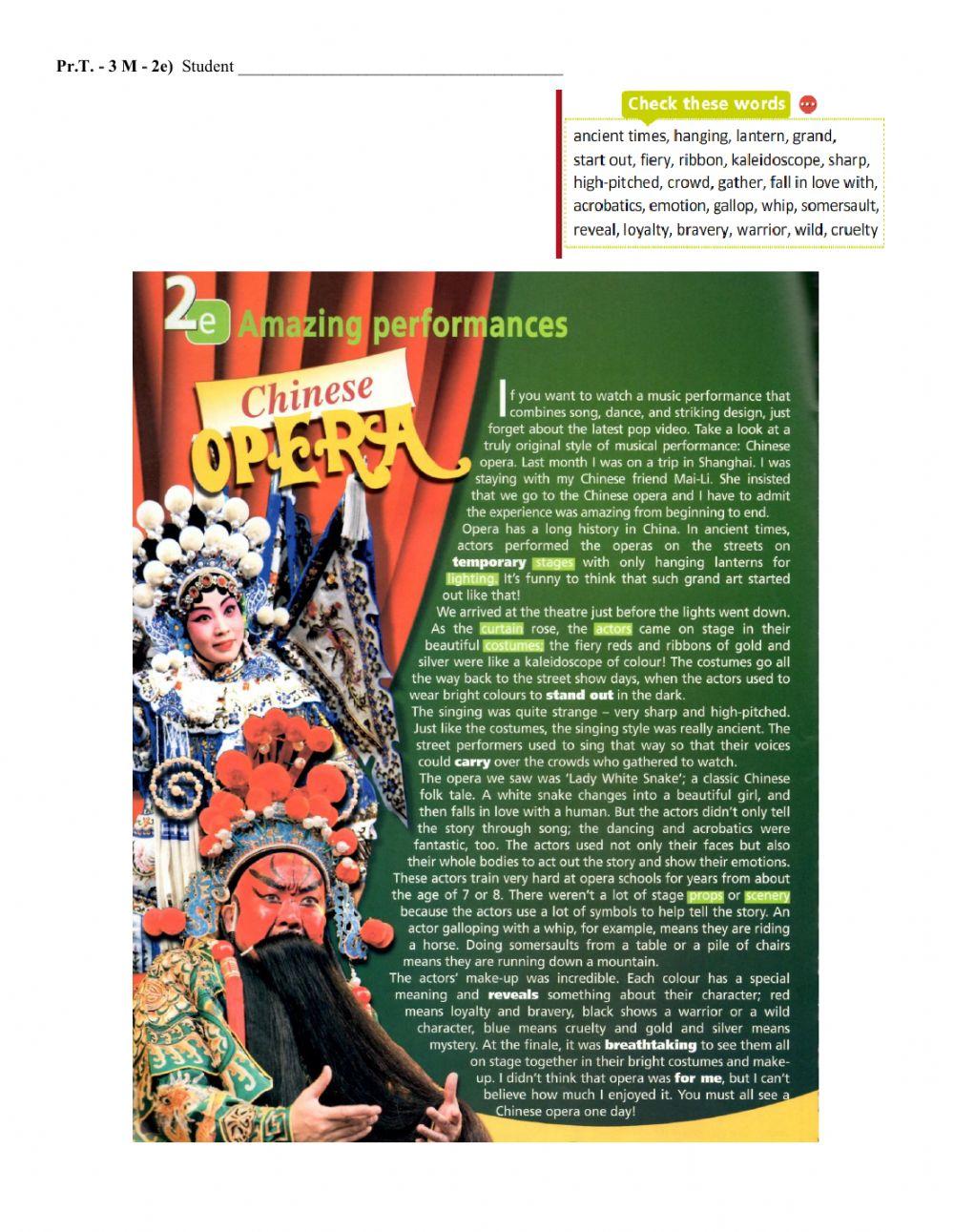 Prime Time - 3 M-2e) Chinese opera