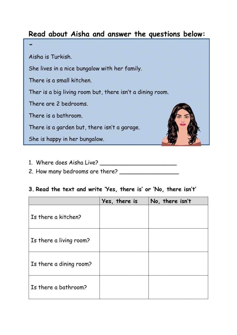 Aishas House - Reading Comprehension