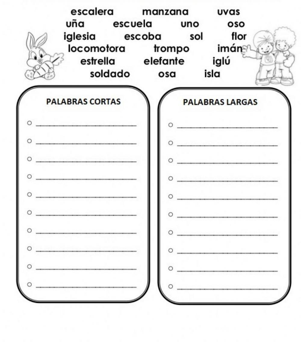 Palabras cortas y largas