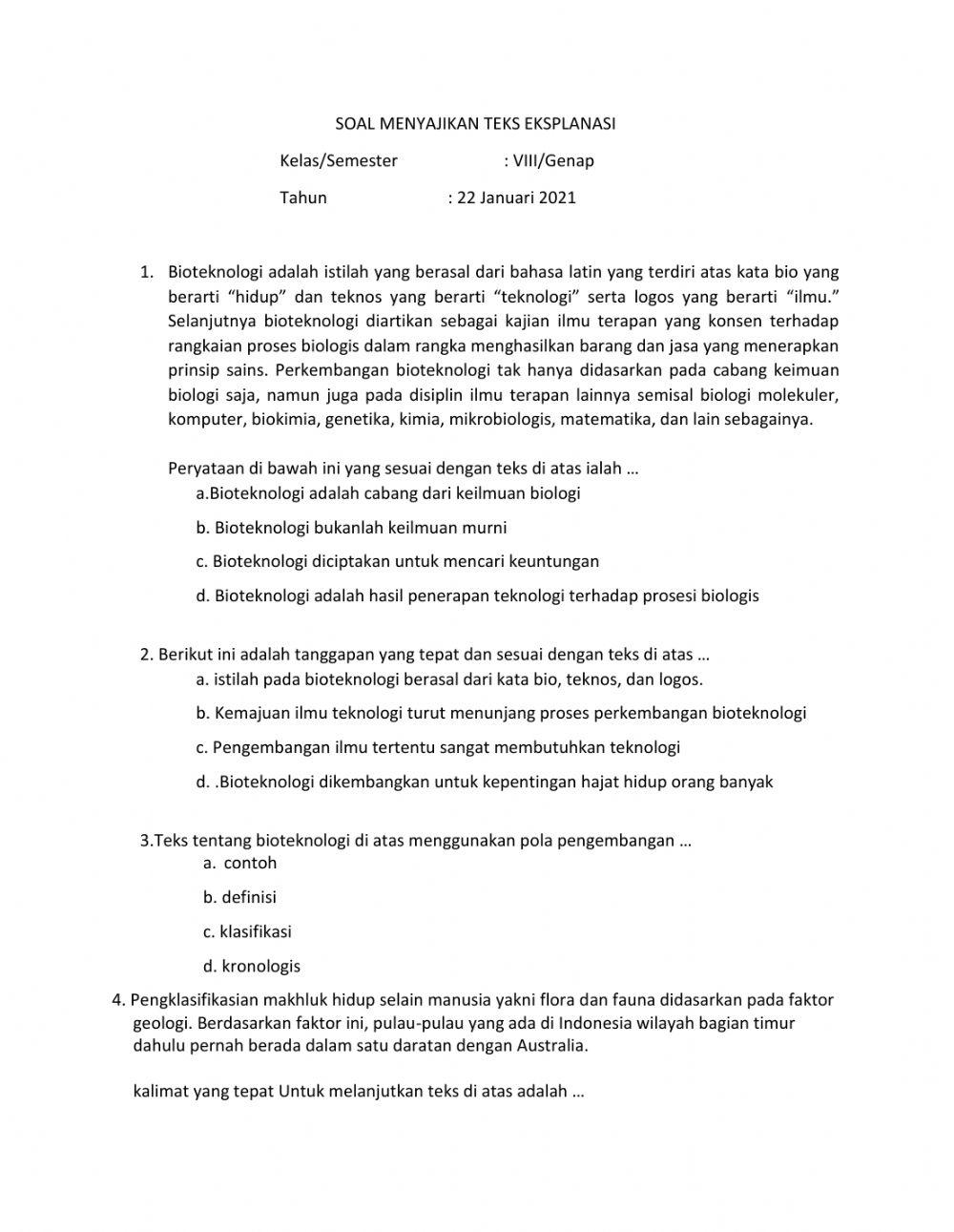 Menyajikan teks eksposisi