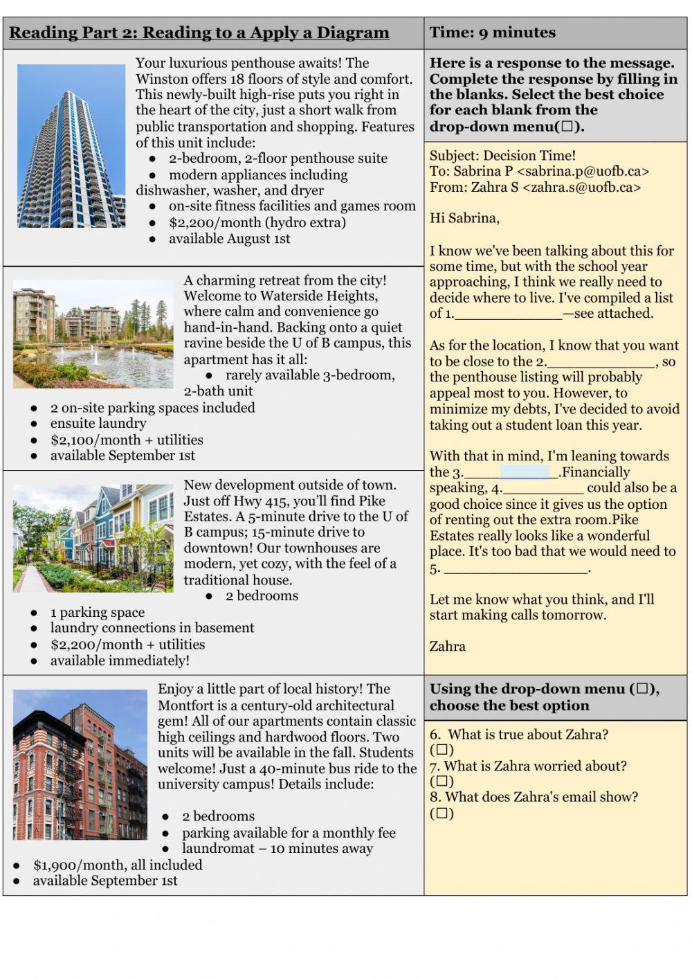 Celpip reading test 2 part 2 online exercise for live worksheets