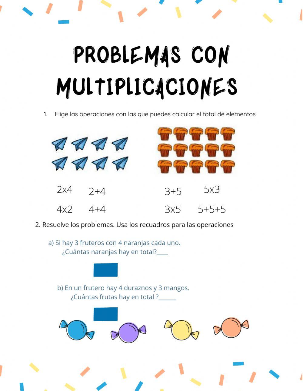 Problemas con sumas y multiplicaciones