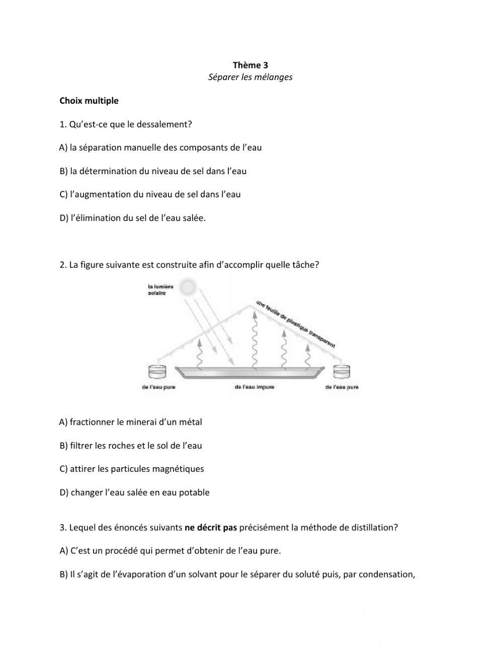 Thème 3 - La séparation des mélanges