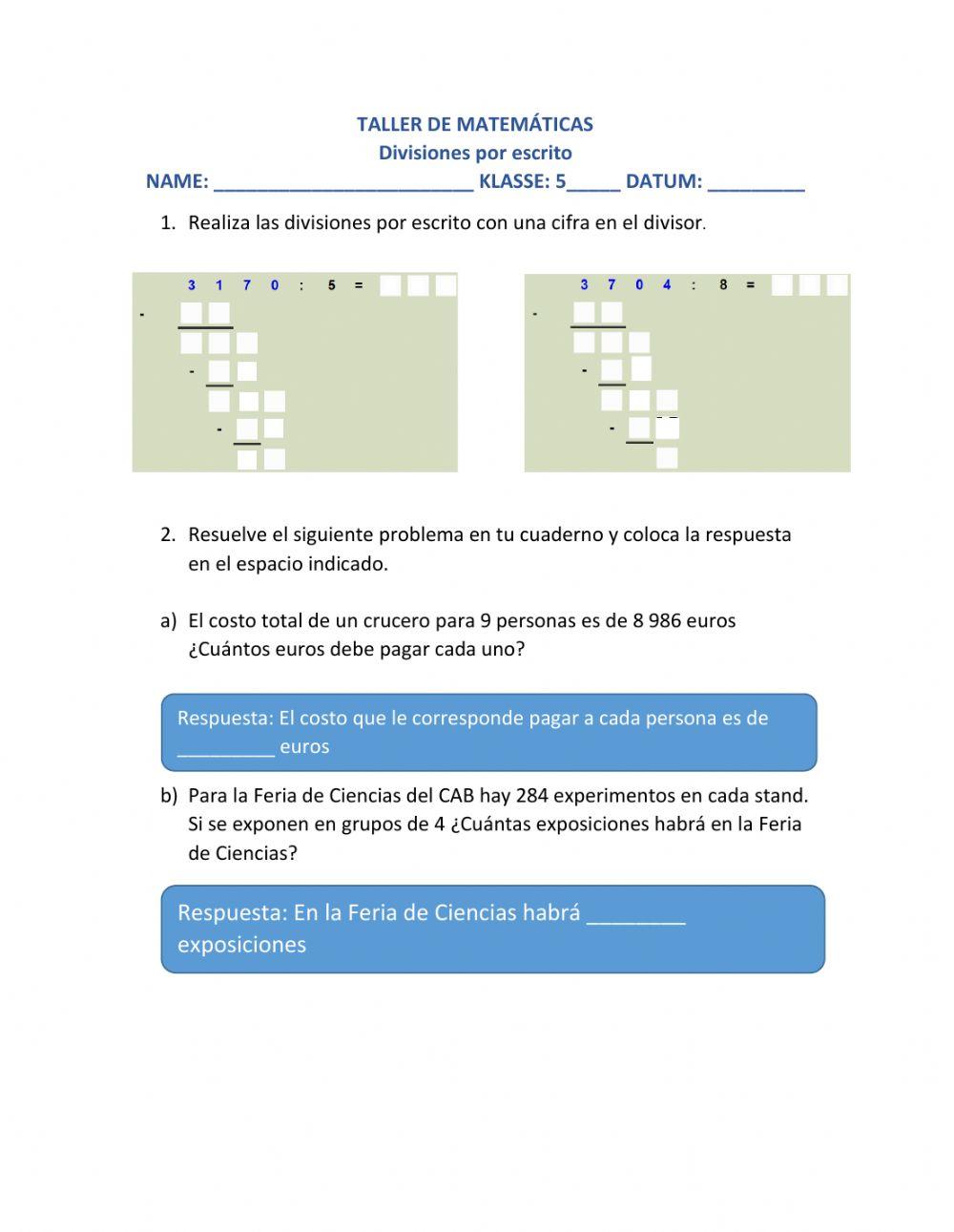 Divisiones con números Naturales