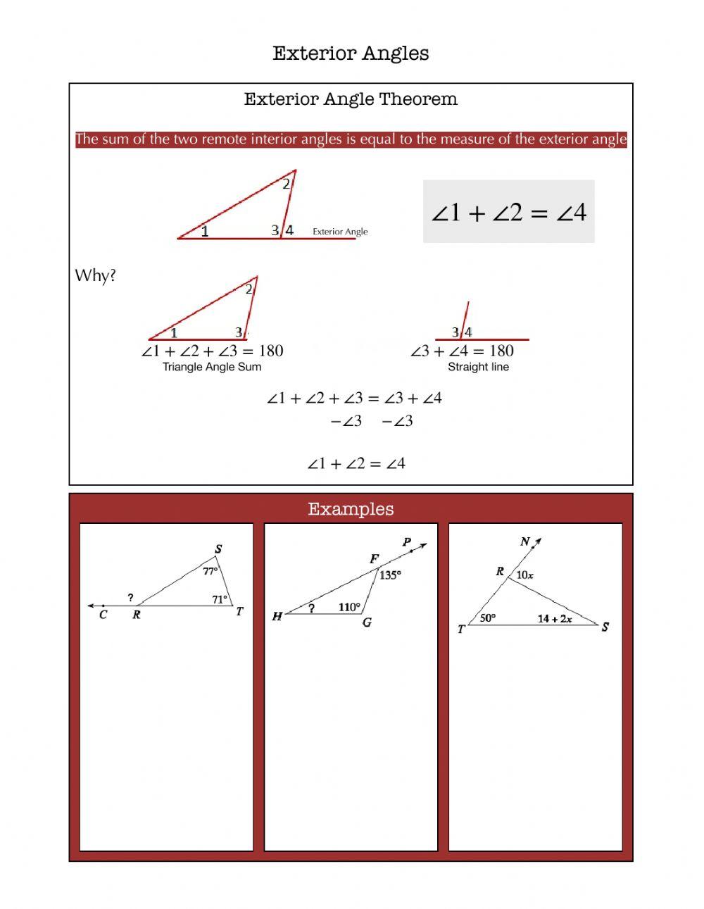 Exterior Angle Theorem worksheet Live Worksheets Exterior Angle Theorem worksheet Live Worksheets