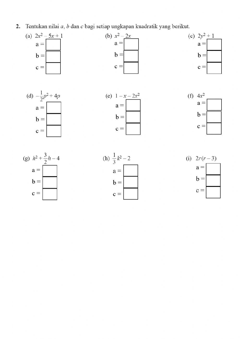TINGKATAN 4 : BAB 1 PERSAMAAN KUADRATIK 