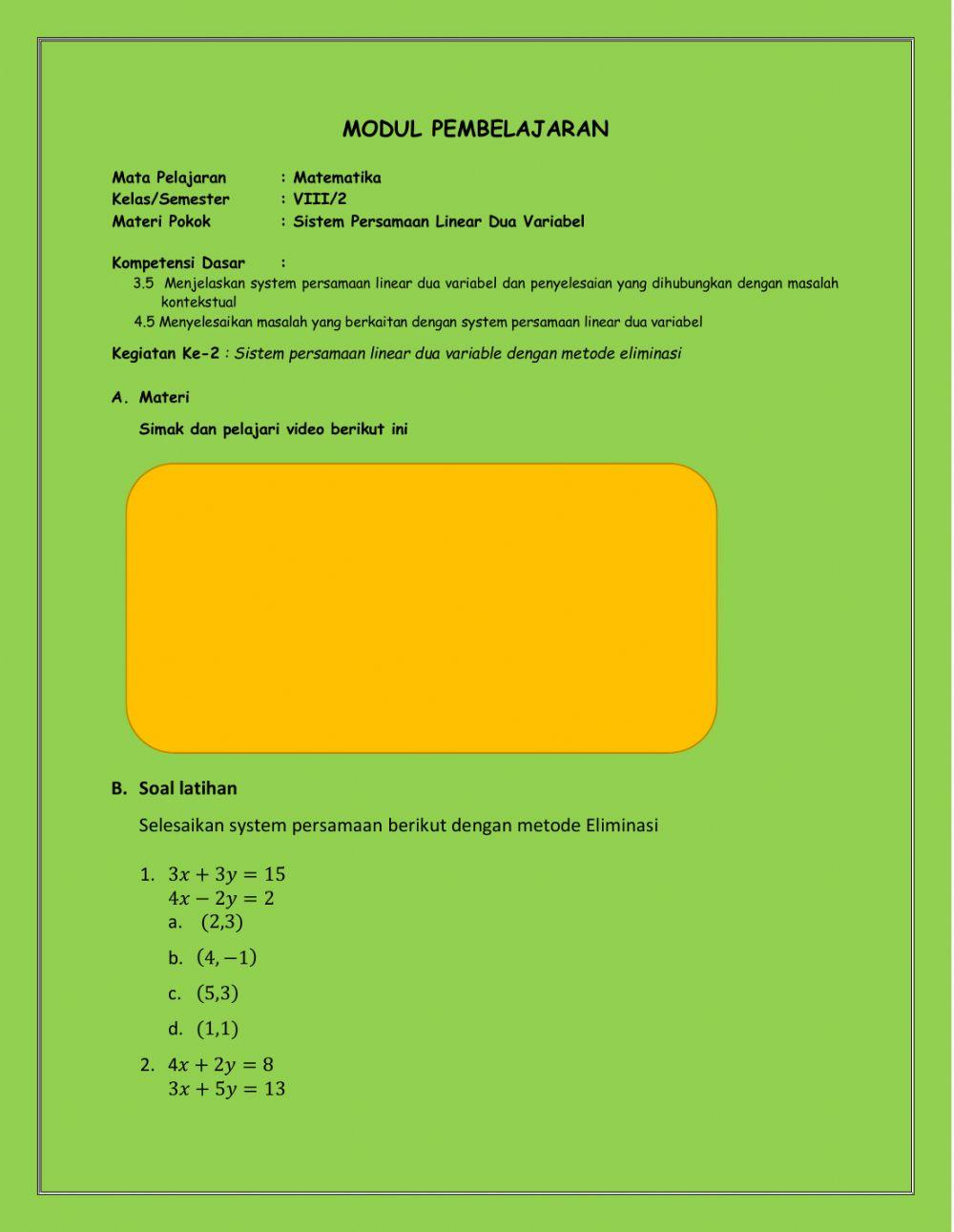 Matematika Kelas 8 Minggu ke 3