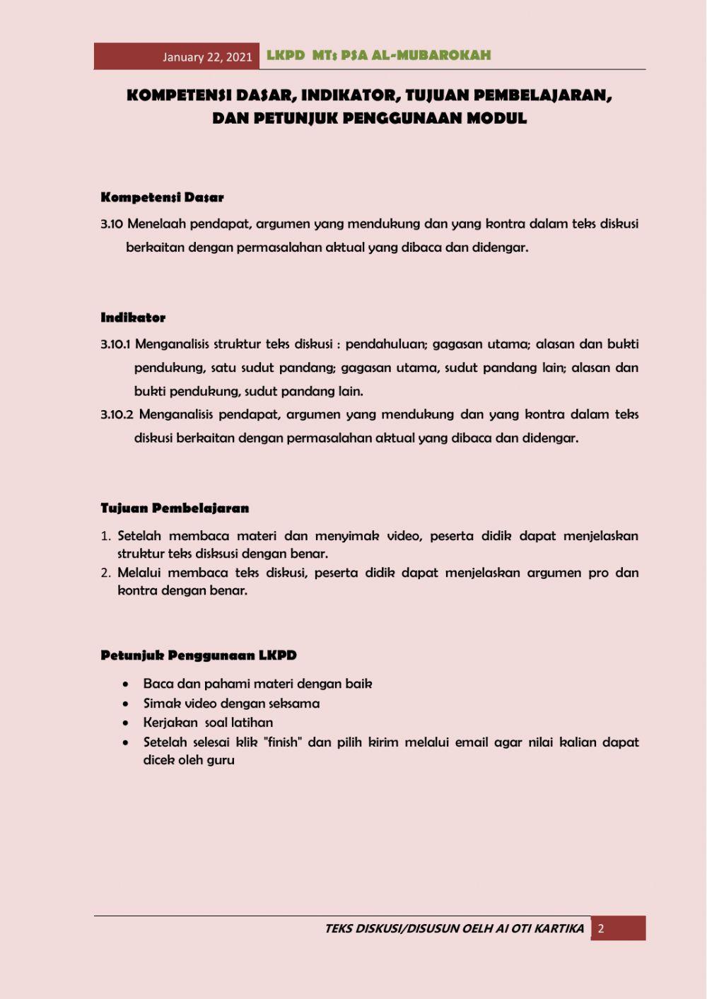 Lkpd teks diskusi