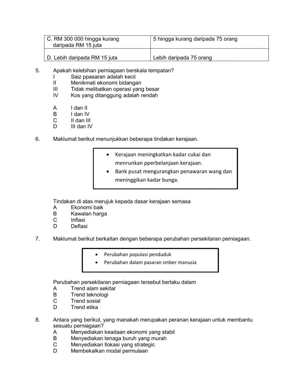 Soalan latihan perniagaan