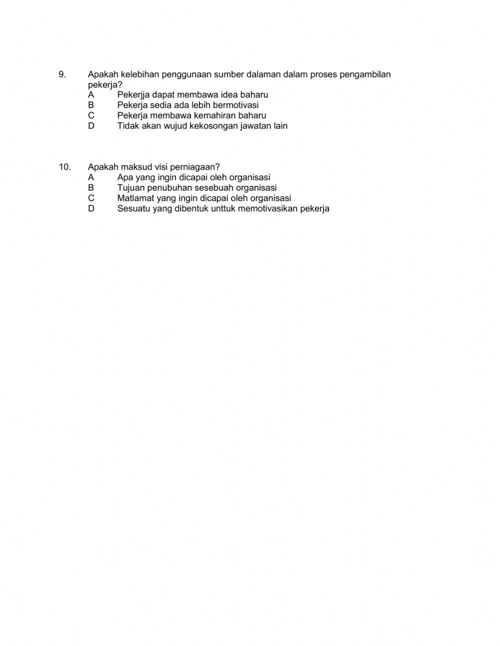 Soalan latihan perniagaan