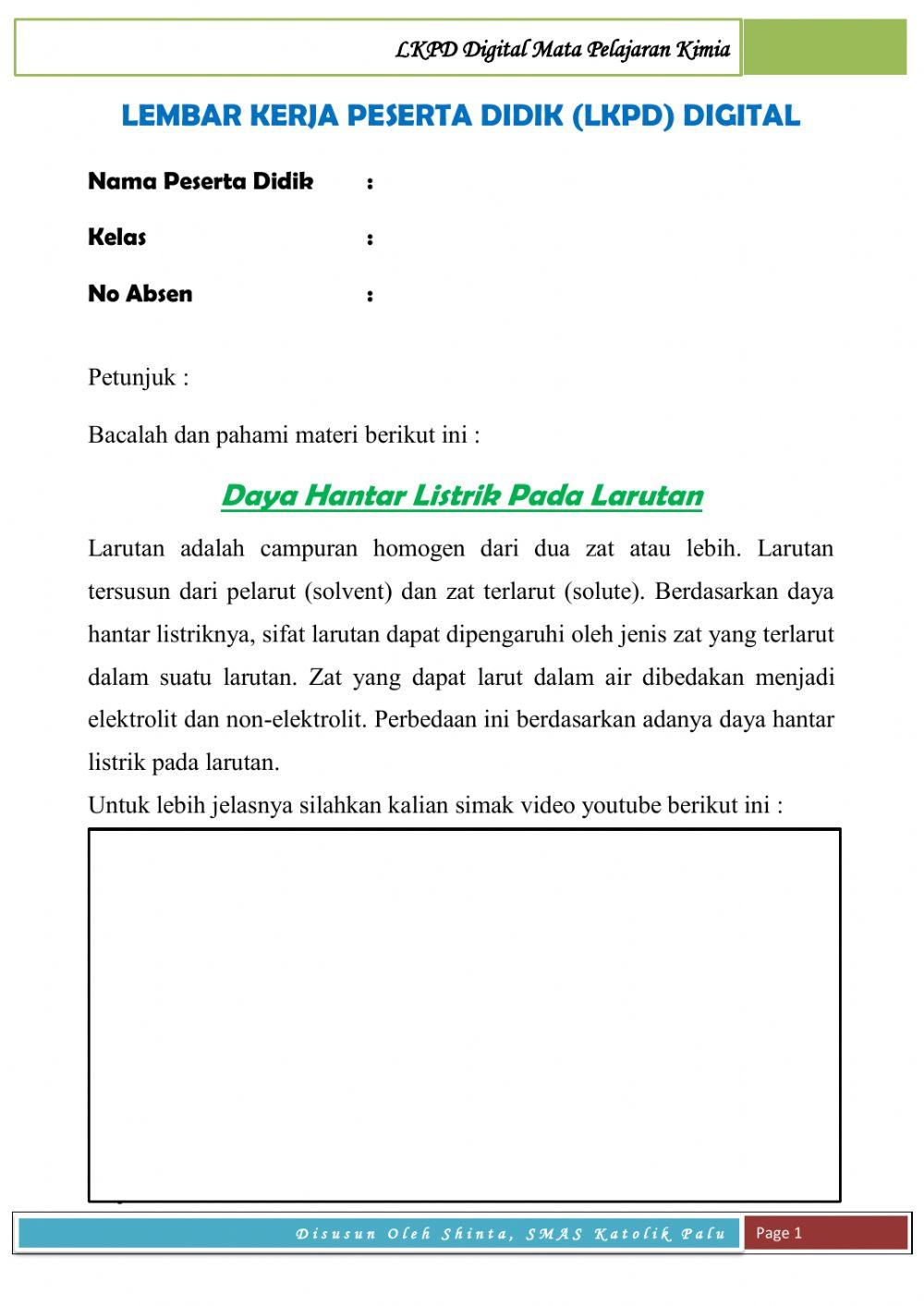 LKPD Digital Mata Pelajaran Kimia