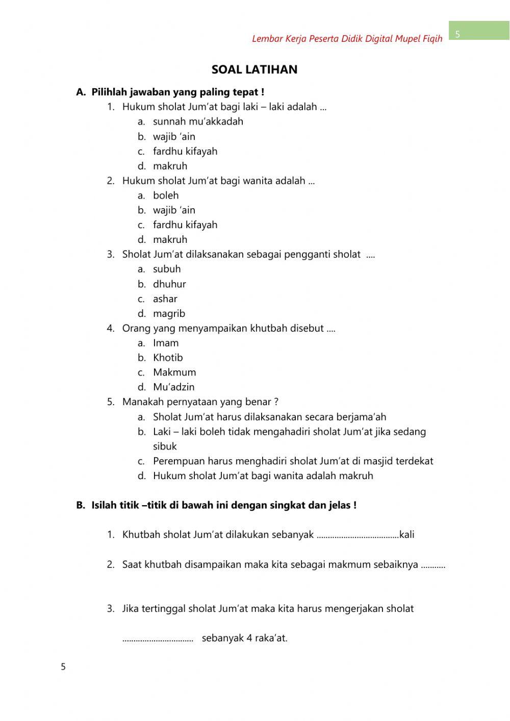 Fiqih : berdisiplin sholat jum-at