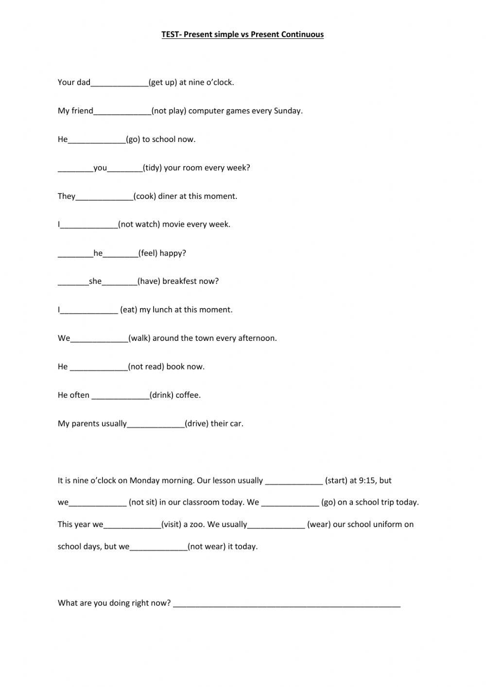 Present Simple vs Present Continuous