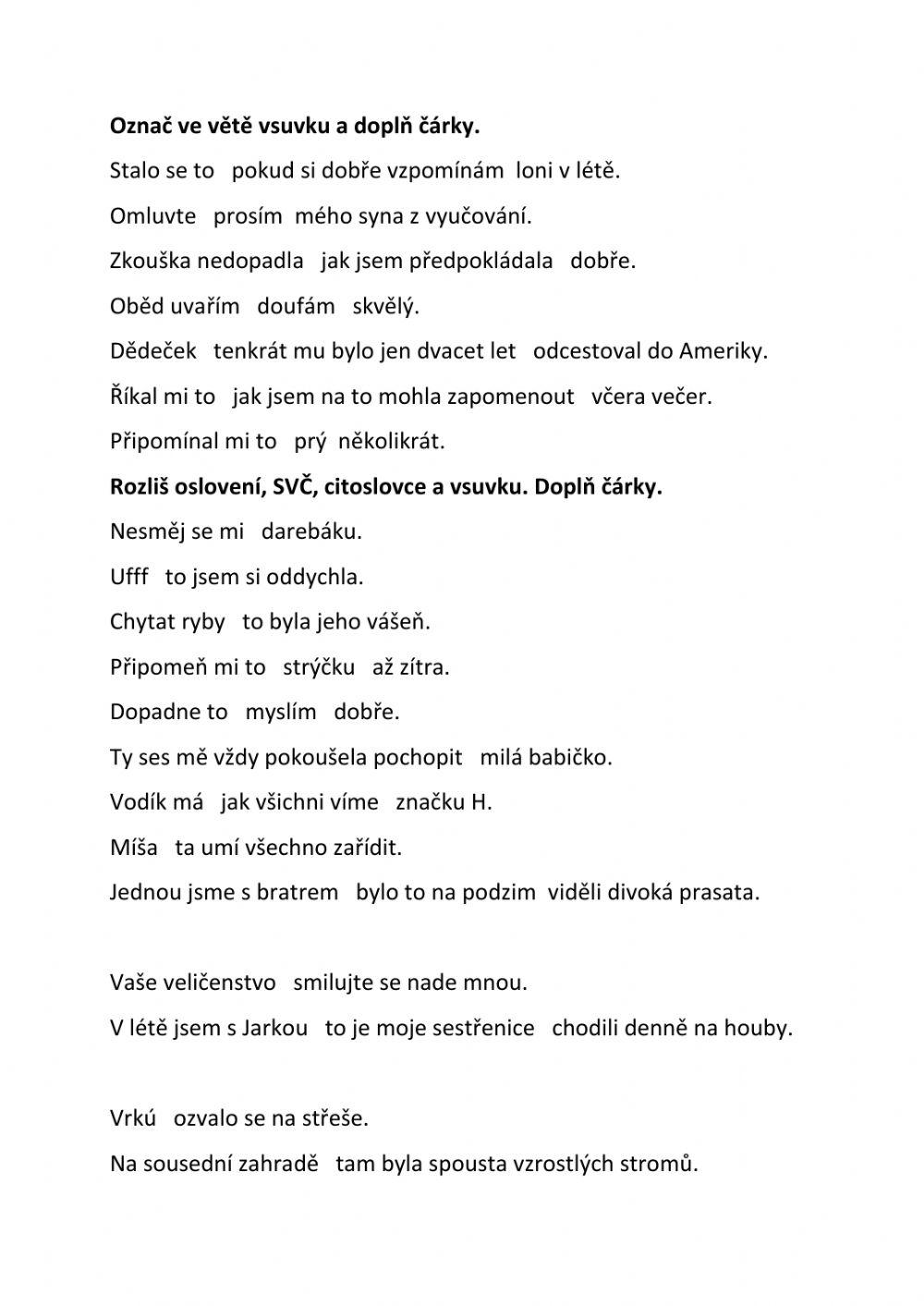 Odchylky od pravidelné větné vazby 2