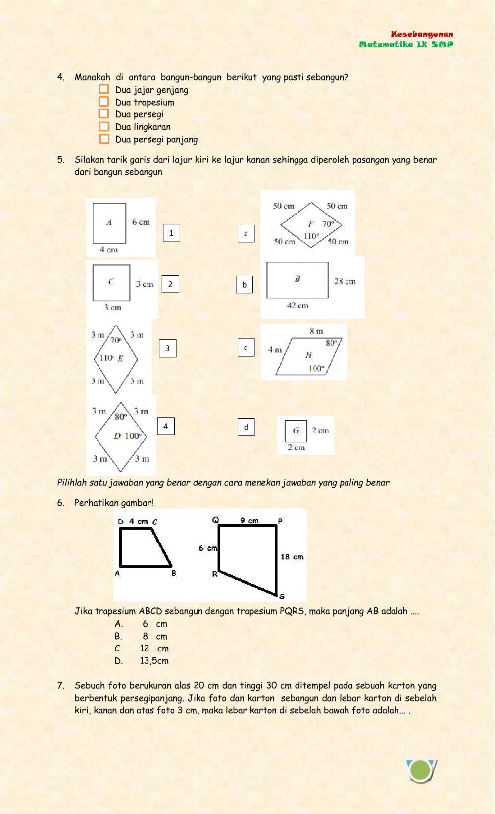 LKPD Kesebangunan pada Bangun Datar