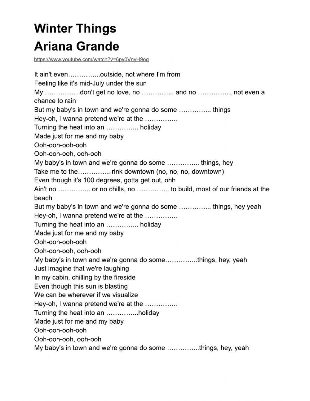 Winter Things Ariana Grande